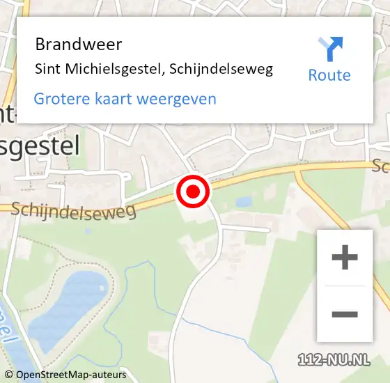 Locatie op kaart van de 112 melding: Brandweer Sint Michielsgestel, Schijndelseweg op 2 mei 2014 19:41