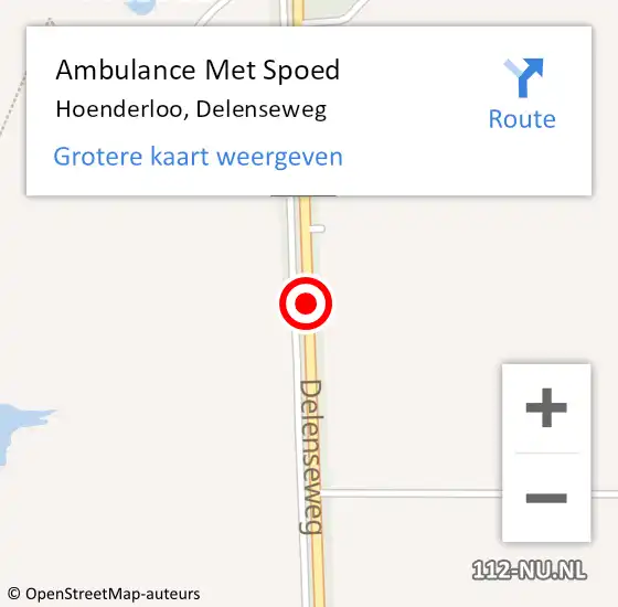 Locatie op kaart van de 112 melding: Ambulance Met Spoed Naar Hoenderloo, Delenseweg op 1 april 2020 11:11