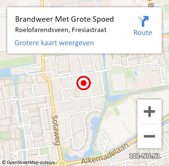 Locatie op kaart van de 112 melding: Brandweer Met Grote Spoed Naar Roelofarendsveen, Fresiastraat op 2 mei 2014 19:48