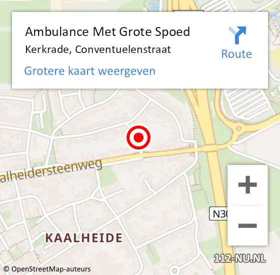 Locatie op kaart van de 112 melding: Ambulance Met Grote Spoed Naar Kerkrade, Conventuelenstraat op 2 mei 2014 19:48