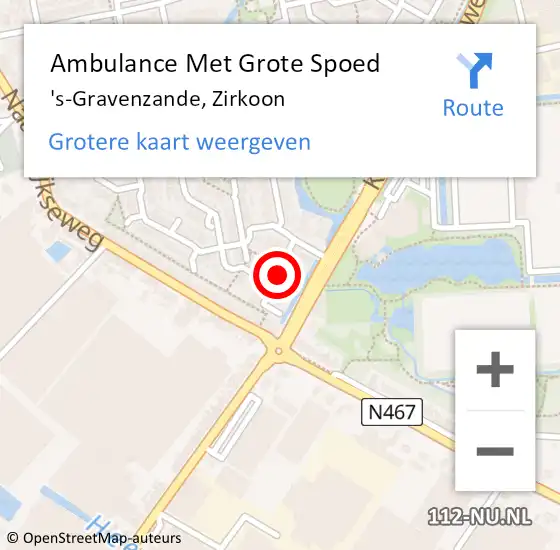 Locatie op kaart van de 112 melding: Ambulance Met Grote Spoed Naar 's-Gravenzande, Zirkoon op 1 april 2020 14:17