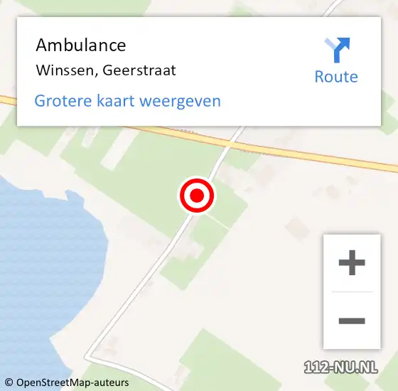 Locatie op kaart van de 112 melding: Ambulance Winssen, Geerstraat op 1 april 2020 15:04