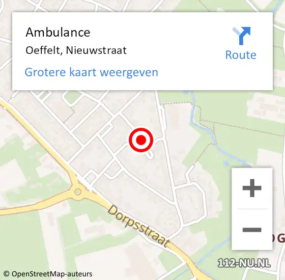 Locatie op kaart van de 112 melding: Ambulance Oeffelt, Nieuwstraat op 1 april 2020 17:13