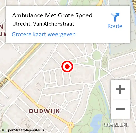 Locatie op kaart van de 112 melding: Ambulance Met Grote Spoed Naar Utrecht, Van Alphenstraat op 1 april 2020 17:29