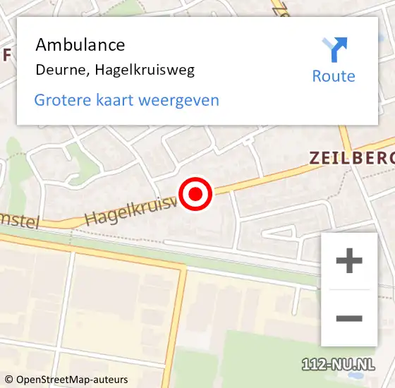 Locatie op kaart van de 112 melding: Ambulance Deurne, Hagelkruisweg op 1 april 2020 17:35