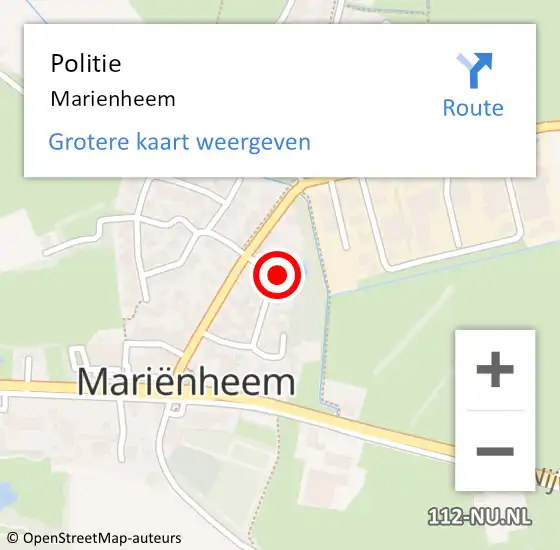 Locatie op kaart van de 112 melding: Politie Marienheem op 1 april 2020 17:42
