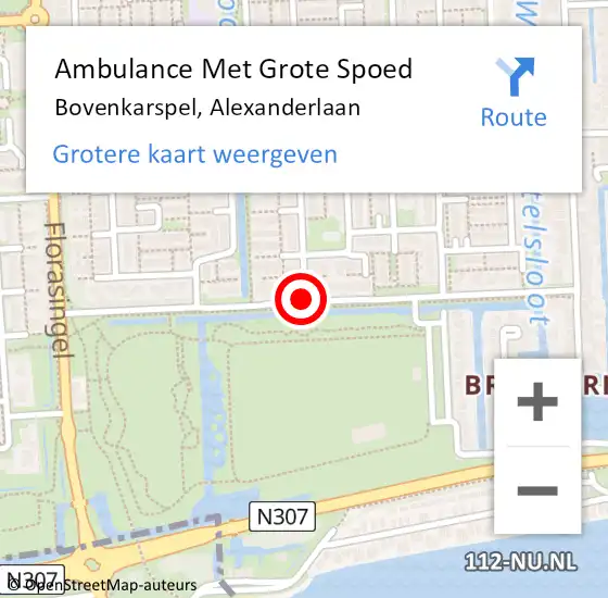 Locatie op kaart van de 112 melding: Ambulance Met Grote Spoed Naar Bovenkarspel, Alexanderlaan op 1 april 2020 19:25