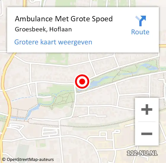 Locatie op kaart van de 112 melding: Ambulance Met Grote Spoed Naar Groesbeek, Hoflaan op 1 april 2020 21:19