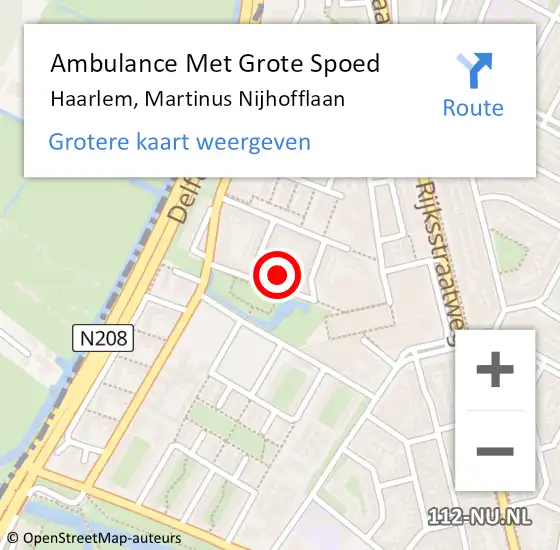 Locatie op kaart van de 112 melding: Ambulance Met Grote Spoed Naar Haarlem, Martinus Nijhofflaan op 1 april 2020 21:41