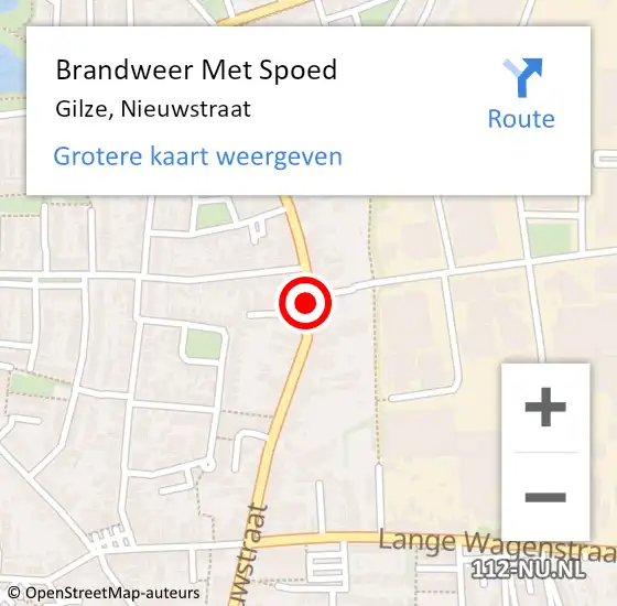 Locatie op kaart van de 112 melding: Brandweer Met Spoed Naar Gilze, Nieuwstraat op 1 april 2020 22:13