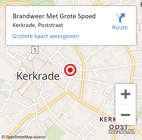 Locatie op kaart van de 112 melding: Brandweer Met Grote Spoed Naar Kerkrade, Poststraat op 1 april 2020 23:40