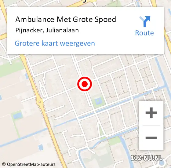 Locatie op kaart van de 112 melding: Ambulance Met Grote Spoed Naar Pijnacker, Julianalaan op 2 april 2020 00:36