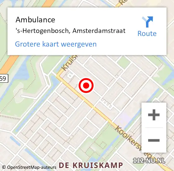 Locatie op kaart van de 112 melding: Ambulance 's-Hertogenbosch, Amsterdamstraat op 2 april 2020 01:37