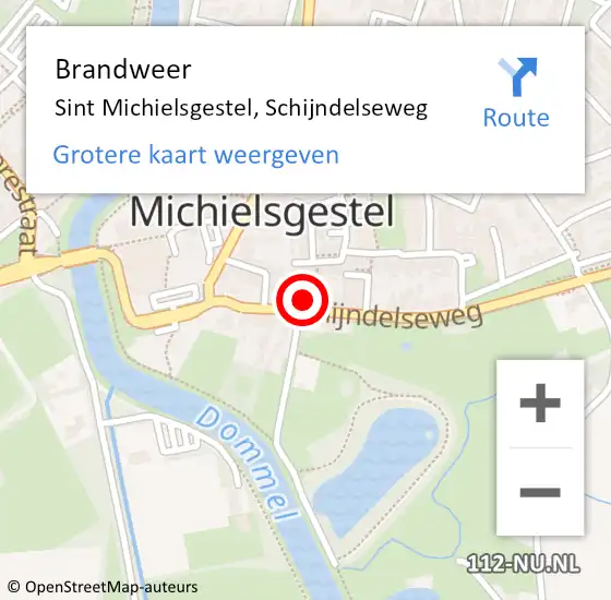 Locatie op kaart van de 112 melding: Brandweer Sint Michielsgestel, Schijndelseweg op 2 mei 2014 20:59