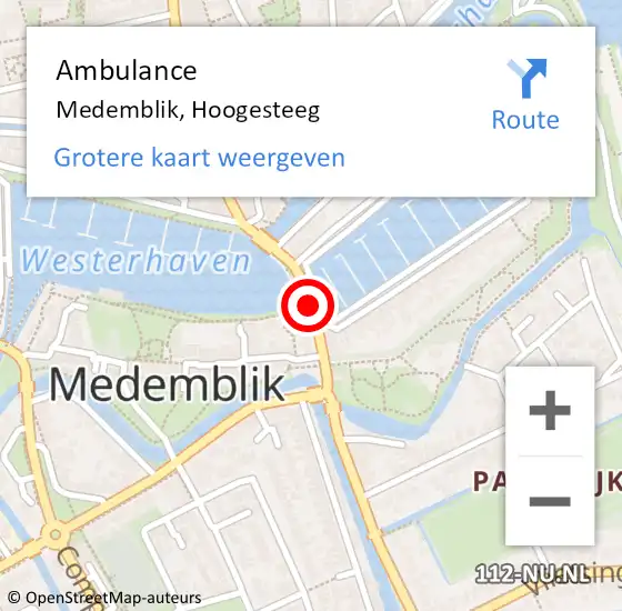 Locatie op kaart van de 112 melding: Ambulance Medemblik, Hoogesteeg op 2 april 2020 04:06