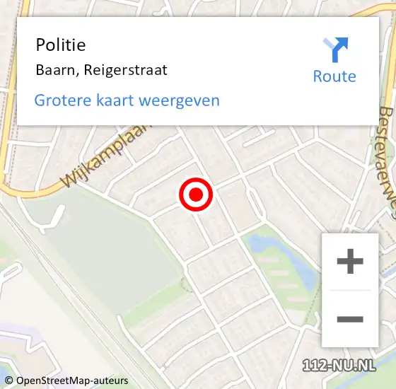 Locatie op kaart van de 112 melding: Politie Baarn, Reigerstraat op 2 april 2020 08:19