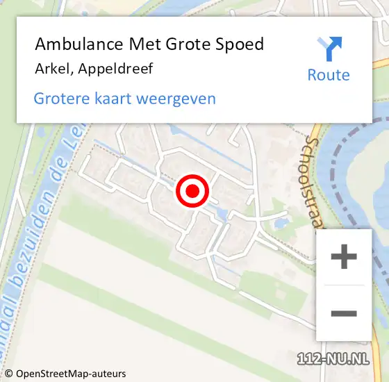 Locatie op kaart van de 112 melding: Ambulance Met Grote Spoed Naar Arkel, Appeldreef op 2 april 2020 08:27