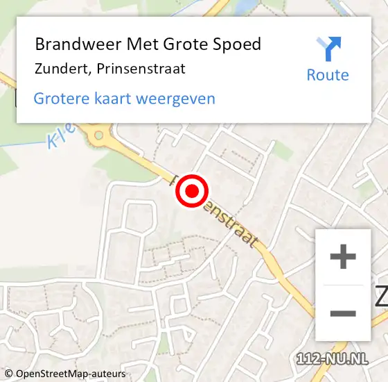 Locatie op kaart van de 112 melding: Brandweer Met Grote Spoed Naar Zundert, Prinsenstraat op 2 april 2020 08:47