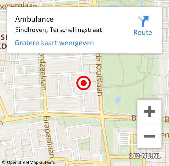 Locatie op kaart van de 112 melding: Ambulance Eindhoven, Terschellingstraat op 2 april 2020 10:05