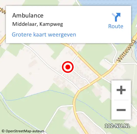 Locatie op kaart van de 112 melding: Ambulance Middelaar, Kampweg op 2 april 2020 10:43