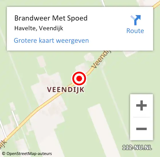 Locatie op kaart van de 112 melding: Brandweer Met Spoed Naar Havelte, Veendijk op 2 april 2020 12:12