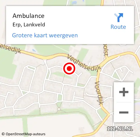 Locatie op kaart van de 112 melding: Ambulance Erp, Lankveld op 2 april 2020 13:03