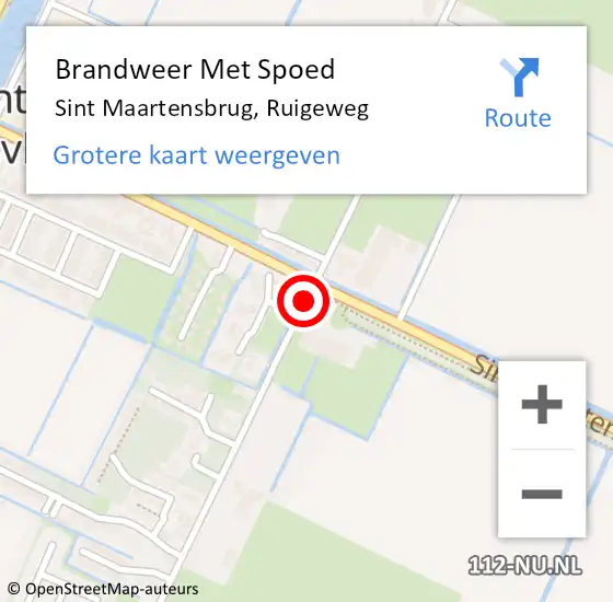 Locatie op kaart van de 112 melding: Brandweer Met Spoed Naar Sint Maartensbrug, Ruigeweg op 2 april 2020 13:04