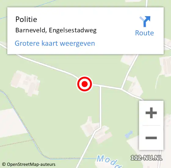 Locatie op kaart van de 112 melding: Politie Barneveld, Engelsestadweg op 2 april 2020 13:13