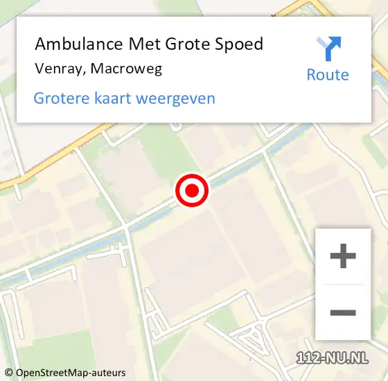 Locatie op kaart van de 112 melding: Ambulance Met Grote Spoed Naar Venray, Macroweg op 2 april 2020 13:21