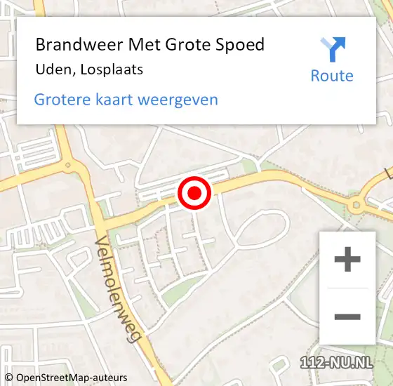 Locatie op kaart van de 112 melding: Brandweer Met Grote Spoed Naar Uden, Losplaats op 2 april 2020 13:53