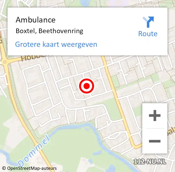 Locatie op kaart van de 112 melding: Ambulance Boxtel, Beethovenring op 2 april 2020 14:17