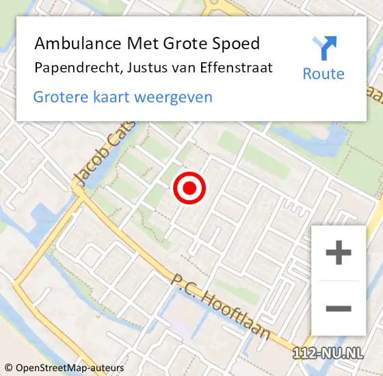 Locatie op kaart van de 112 melding: Ambulance Met Grote Spoed Naar Papendrecht, Justus van Effenstraat op 2 april 2020 14:18