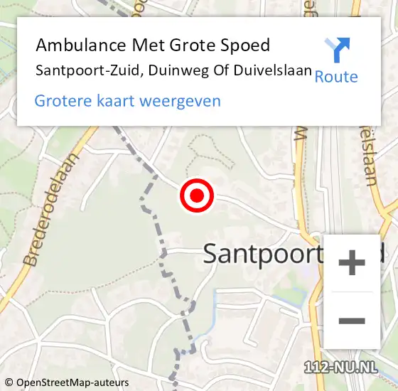 Locatie op kaart van de 112 melding: Ambulance Met Grote Spoed Naar Santpoort-Zuid, Duinweg Of Duivelslaan op 2 april 2020 14:25