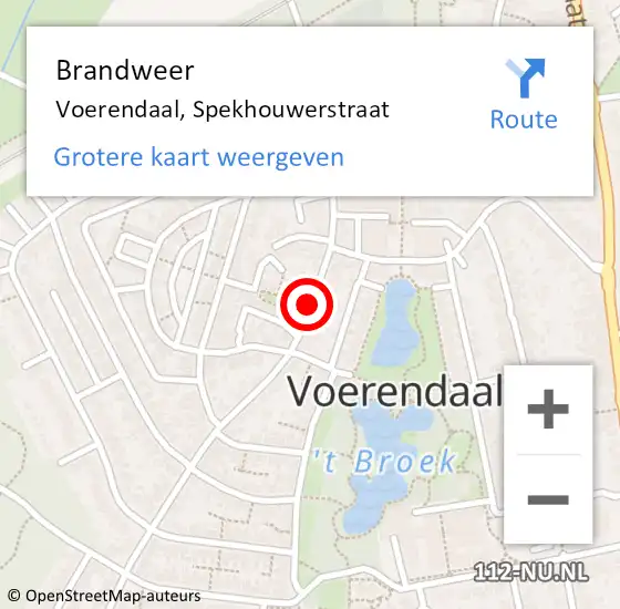 Locatie op kaart van de 112 melding: Brandweer Voerendaal, Spekhouwerstraat op 2 mei 2014 22:06