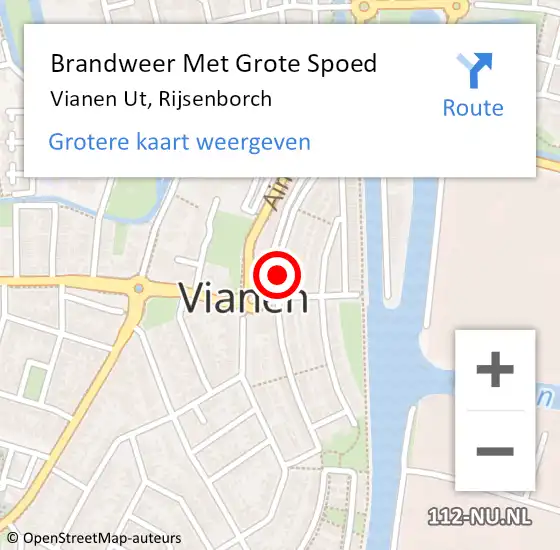 Locatie op kaart van de 112 melding: Brandweer Met Grote Spoed Naar Vianen Ut, Rijsenborch op 2 april 2020 15:17