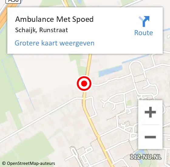 Locatie op kaart van de 112 melding: Ambulance Met Spoed Naar Schaijk, Runstraat op 2 april 2020 15:39