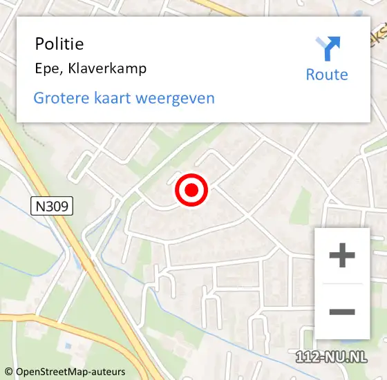 Locatie op kaart van de 112 melding: Politie Epe, Klaverkamp op 2 april 2020 15:47