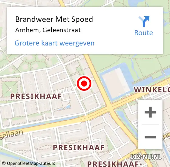 Locatie op kaart van de 112 melding: Brandweer Met Spoed Naar Arnhem, Geleenstraat op 2 april 2020 15:50