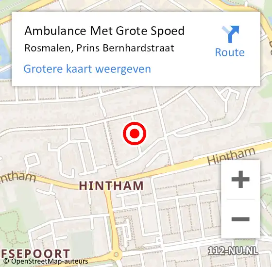 Locatie op kaart van de 112 melding: Ambulance Met Grote Spoed Naar Rosmalen, Prins Bernhardstraat op 2 april 2020 16:04