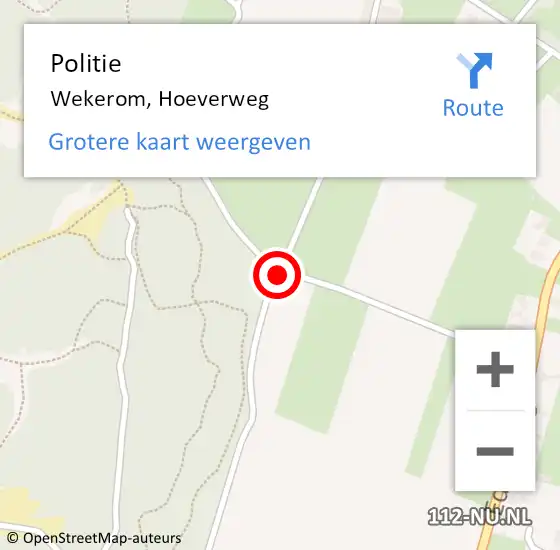 Locatie op kaart van de 112 melding: Politie Wekerom, Hoeverweg op 2 april 2020 16:44