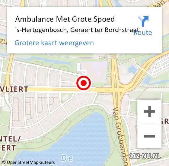 Locatie op kaart van de 112 melding: Ambulance Met Grote Spoed Naar 's-Hertogenbosch, Geraert ter Borchstraat op 2 april 2020 16:59