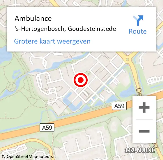 Locatie op kaart van de 112 melding: Ambulance 's-Hertogenbosch, Goudesteinstede op 2 april 2020 17:03