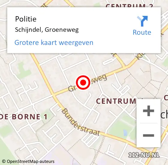 Locatie op kaart van de 112 melding: Politie Schijndel, Groeneweg op 2 april 2020 17:46