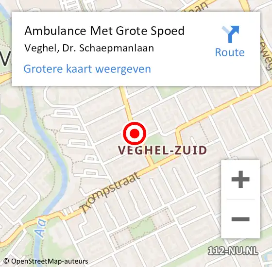 Locatie op kaart van de 112 melding: Ambulance Met Grote Spoed Naar Veghel, Dr. Schaepmanlaan op 2 april 2020 18:10