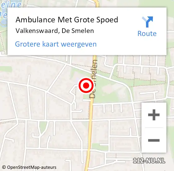 Locatie op kaart van de 112 melding: Ambulance Met Grote Spoed Naar Valkenswaard, De Smelen op 2 april 2020 19:29