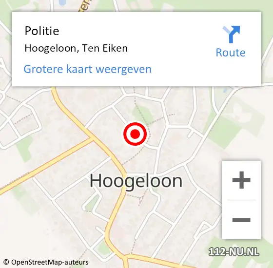 Locatie op kaart van de 112 melding: Politie Hoogeloon, Ten Eiken op 2 april 2020 19:30