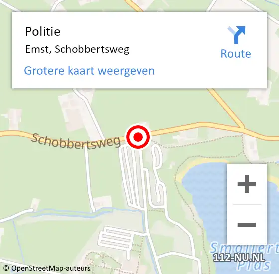 Locatie op kaart van de 112 melding: Politie Emst, Schobbertsweg op 2 april 2020 20:02