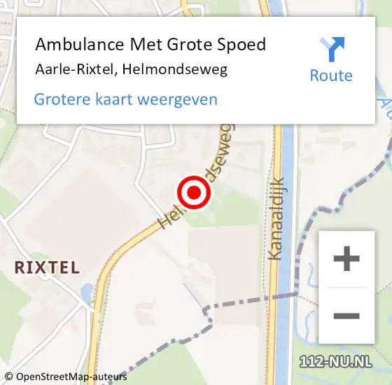 Locatie op kaart van de 112 melding: Ambulance Met Grote Spoed Naar Aarle-Rixtel, Helmondseweg op 2 april 2020 21:28