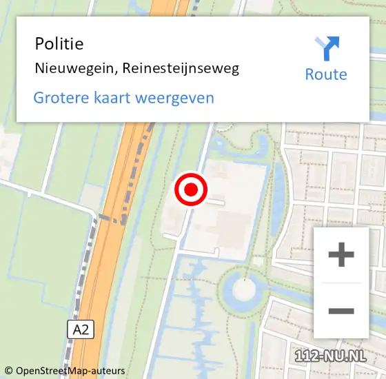 Locatie op kaart van de 112 melding: Politie Nieuwegein, Reinesteijnseweg op 2 april 2020 22:07