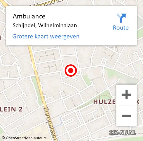 Locatie op kaart van de 112 melding: Ambulance Schijndel, Wilhelminalaan op 2 april 2020 22:08